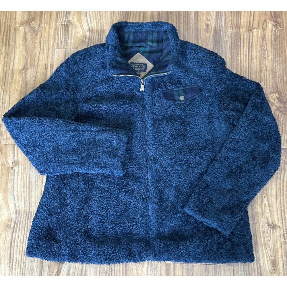 Pendleton Jacket Womens Size Large Blue Sherpa Fleece Coat‎